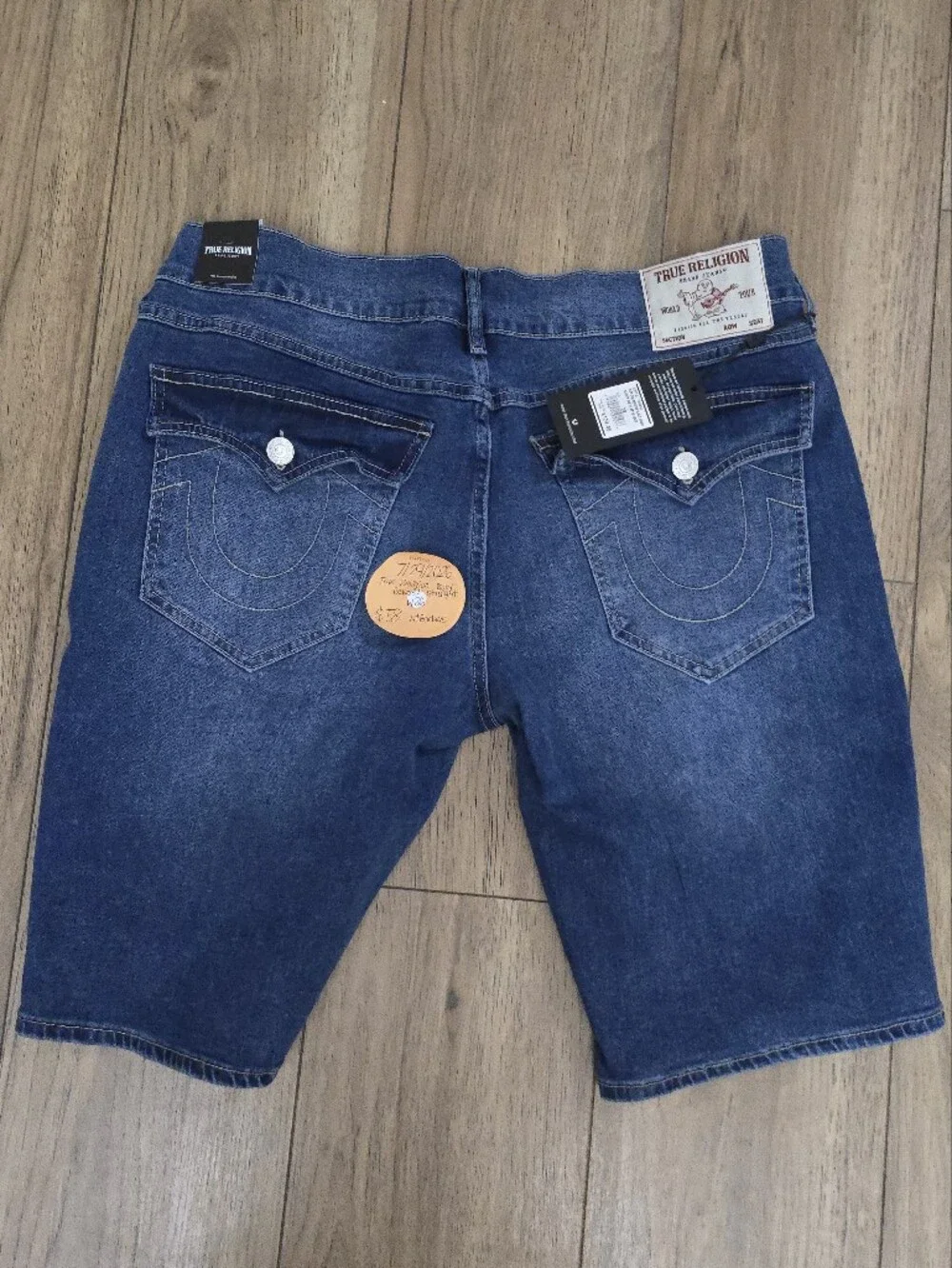 True Religion Relaxed Fit Denim Shorts in Blue